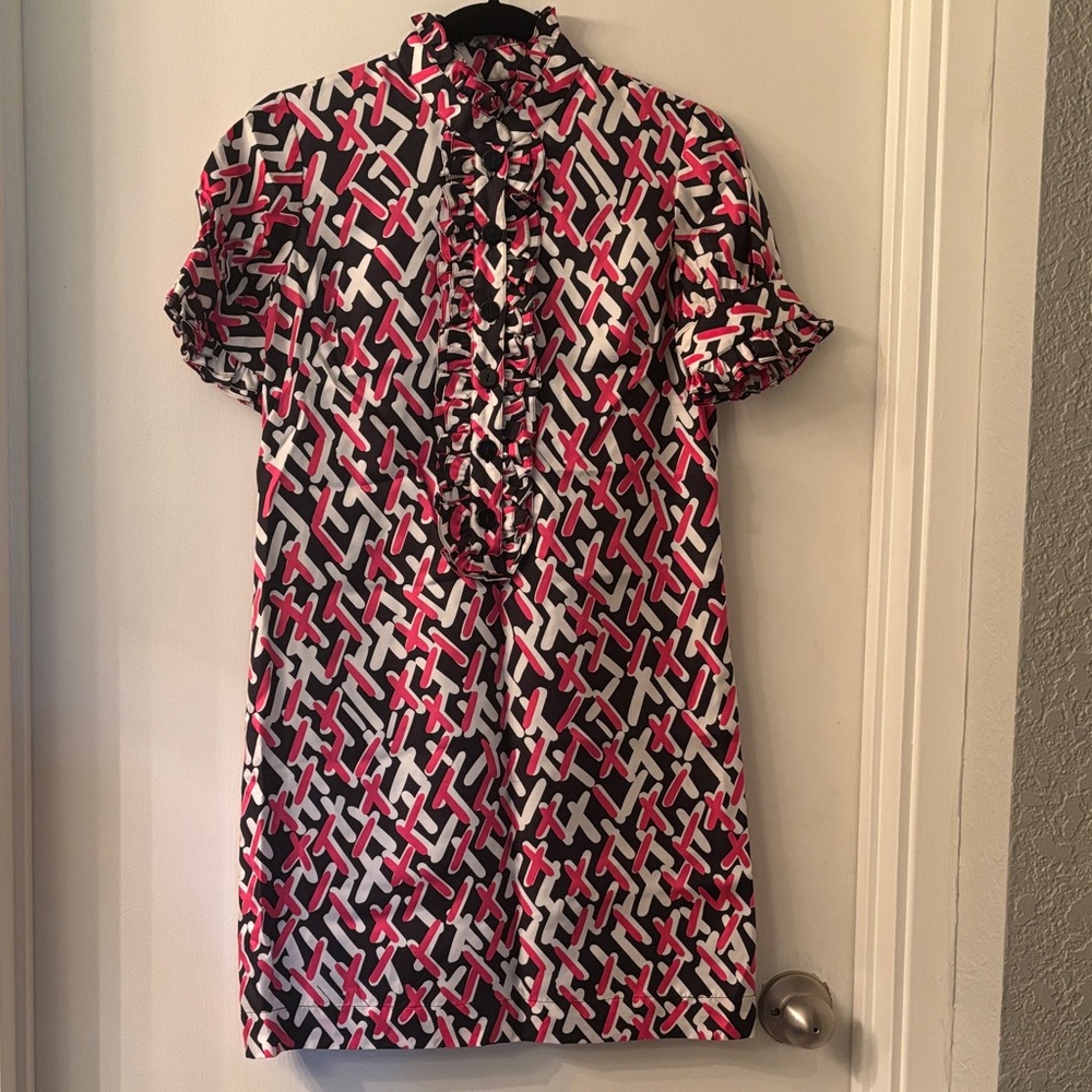 Maggy London Petite Silk Pink Abstract Design Shift Dress